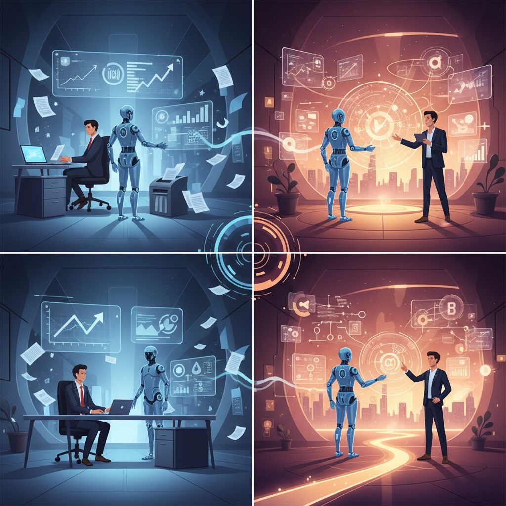 業務効率化から業務再設計へ：AI活用のフェーズ転換 のイメージ